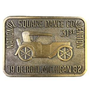 Brass Belt Buckle National Square Dance Convention 1982 Vintage